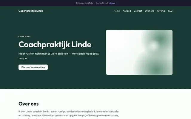 Voorbeeldwebsite van Coachpraktijk Linde