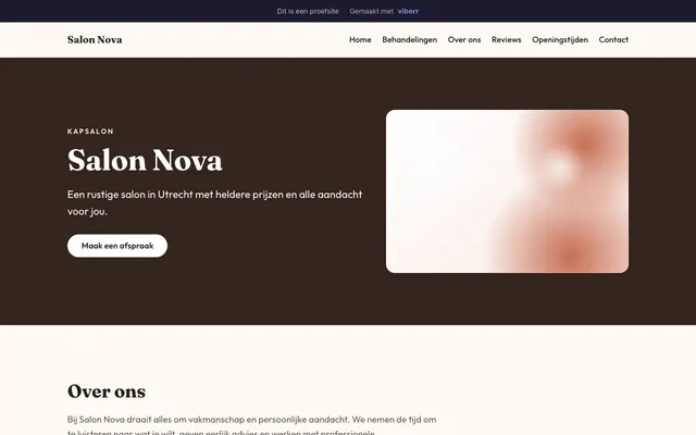 Voorbeeldwebsite van Salon Nova