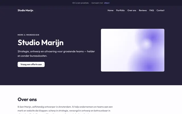 Voorbeeldwebsite van Studio Marijn
